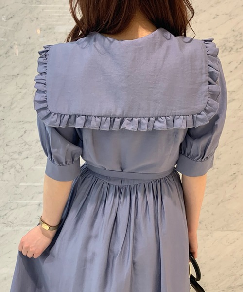 31 Sons de mode（トランテアン　ソン　ドゥ　モード）の「ビッグフリルカラーシャツワンピース（ワンピース・レディース・オフホワイト/サックスブルー/ピンク・36/38）」の12枚目の写真