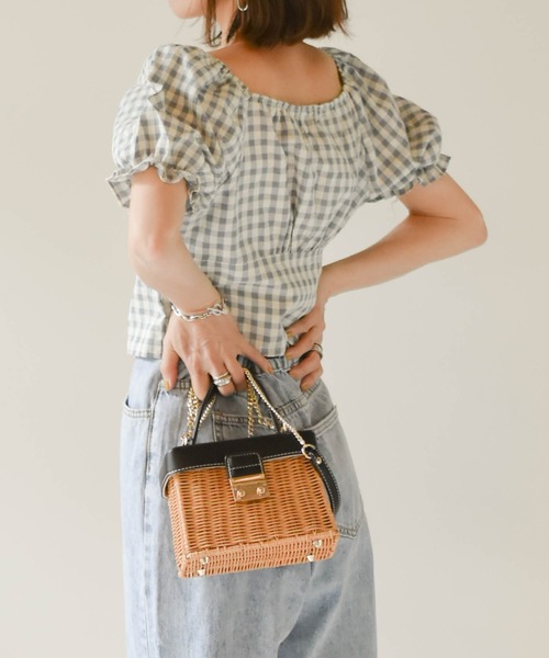 muure（ミュール）の「パフスリーブギンガムチェックコットンブラウス（シャツ/ブラウス・レディース・ブラック/ブルー/ベージュ・FREE）」の10枚目の写真