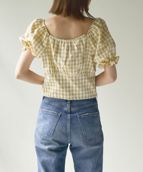 muure（ミュール）の「パフスリーブギンガムチェックコットンブラウス（シャツ/ブラウス・レディース・ブラック/ブルー/ベージュ・FREE）」の18枚目の写真