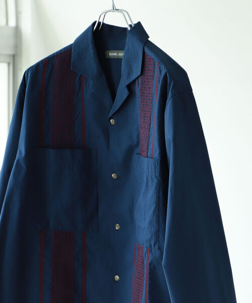 BEAMS LIGHTS（ビームスライツ）の「BEAMS LIGHTS / インド刺繍 オープンカラーシャツ 21（シャツ/ブラウス・メンズ・ブラック/インディゴブルー/ブラウン系その他2・SMALL/MEDIUM/LARGE）」の3枚目の写真