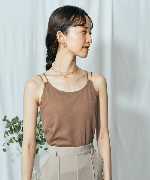 Amourire(アムリール)の「カップ付キャミタンク(タンクトップ・レディース・ブラック/ベージュ/オフホワイト/レンガ・M)」の9枚目の写真