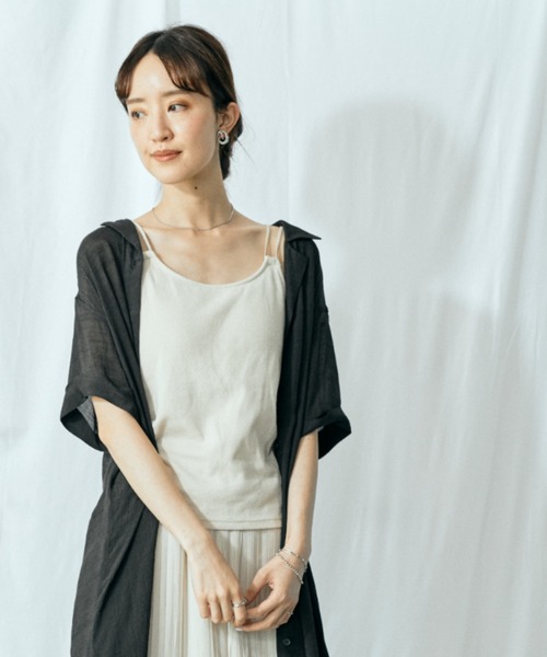 Amourire(アムリール)の「カップ付キャミタンク(タンクトップ・レディース・ブラック/ベージュ/オフホワイト/レンガ・M)」の6枚目の写真