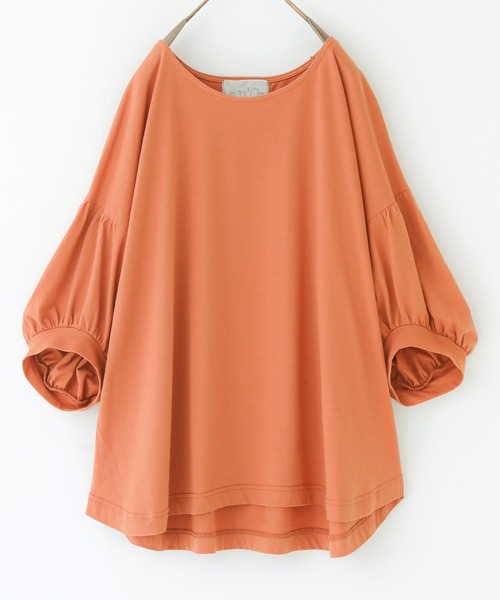 n'OrLABEL（ノアールレーベル）の「【廃盤】『ぽわん袖オーガニックコットンTシャツ』（Tシャツ/カットソー・レディース・オレンジ/ブラック/ライトブルー/ベージュ/オフホワイト/ラベンダー/ミント/ブルー・FREE）」の8枚目の写真