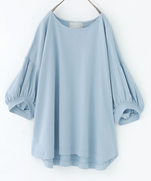 n'OrLABEL（ノアールレーベル）の「【廃盤】『ぽわん袖オーガニックコットンTシャツ』（Tシャツ/カットソー・レディース・オレンジ/ブラック/ライトブルー/ベージュ/オフホワイト/ラベンダー/ミント/ブルー・FREE）」の5枚目の写真