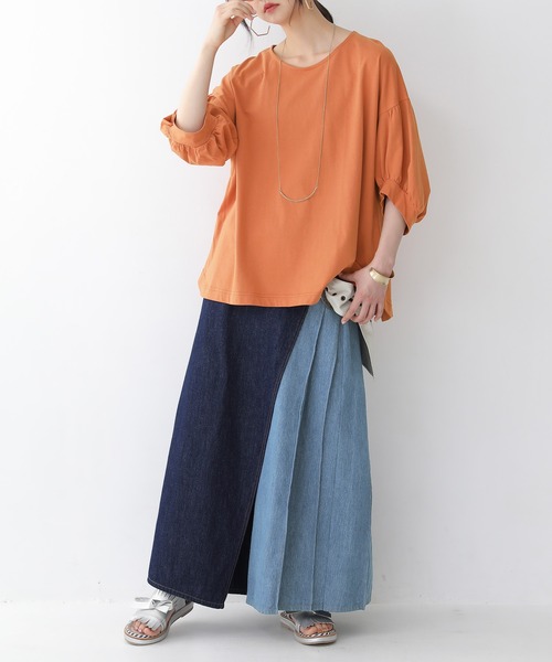 n'OrLABEL（ノアールレーベル）の「【廃盤】『ぽわん袖オーガニックコットンTシャツ』（Tシャツ/カットソー・レディース・オレンジ/ブラック/ライトブルー/ベージュ/オフホワイト/ラベンダー/ミント/ブルー・FREE）」の22枚目の写真