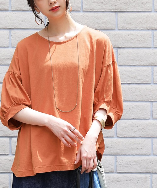 n'OrLABEL（ノアールレーベル）の「【廃盤】『ぽわん袖オーガニックコットンTシャツ』（Tシャツ/カットソー・レディース・オレンジ/ブラック/ライトブルー/ベージュ/オフホワイト/ラベンダー/ミント/ブルー・FREE）」の12枚目の写真