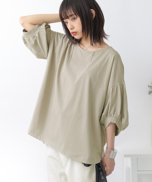 n'OrLABEL（ノアールレーベル）の「【廃盤】『ぽわん袖オーガニックコットンTシャツ』（Tシャツ/カットソー・レディース・オレンジ/ブラック/ライトブルー/ベージュ/オフホワイト/ラベンダー/ミント/ブルー・FREE）」の15枚目の写真