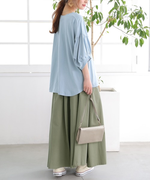 n'OrLABEL（ノアールレーベル）の「【廃盤】『ぽわん袖オーガニックコットンTシャツ』（Tシャツ/カットソー・レディース・オレンジ/ブラック/ライトブルー/ベージュ/オフホワイト/ラベンダー/ミント/ブルー・FREE）」の9枚目の写真