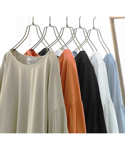 n'OrLABEL（ノアールレーベル）の「【廃盤】『ぽわん袖オーガニックコットンTシャツ』（Tシャツ/カットソー・レディース・オレンジ/ブラック/ライトブルー/ベージュ/オフホワイト/ラベンダー/ミント/ブルー・FREE）」の16枚目の写真