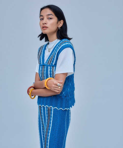 UNITED TOKYO（ユナイテッドトウキョウ）の「クロシェニットビスチェ（ニット/セーター・レディース・ブラック/ブルー・FREE）」の11枚目の写真