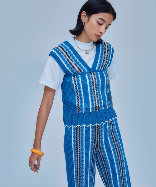 UNITED TOKYO（ユナイテッドトウキョウ）の「クロシェニットビスチェ（ニット/セーター・レディース・ブラック/ブルー・FREE）」の14枚目の写真