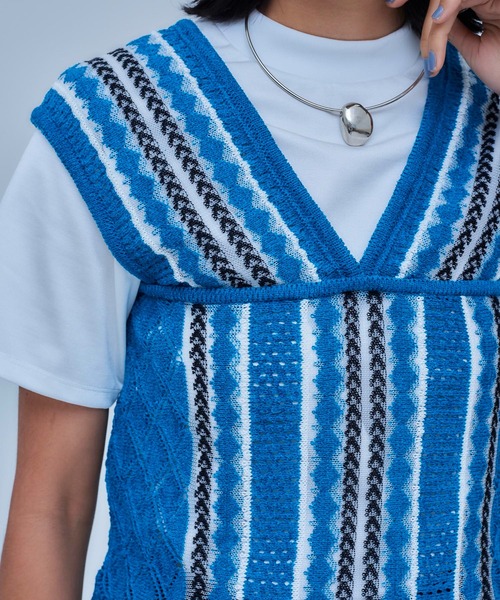 UNITED TOKYO（ユナイテッドトウキョウ）の「クロシェニットビスチェ（ニット/セーター・レディース・ブラック/ブルー・FREE）」の15枚目の写真