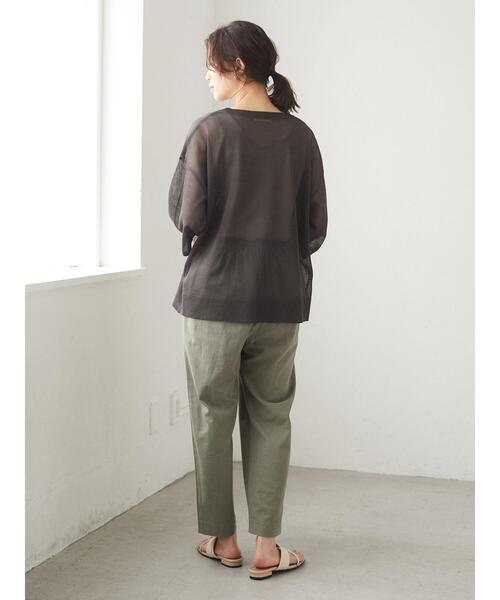 Green　Parks（グリーンパークス）の「シアーニット長袖プルオーバー＊（ニット/セーター・レディース・チャコールグレー/パープル/ブラウン/ライトカーキ・FREE）」の15枚目の写真