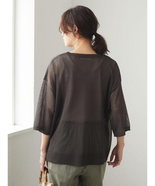 Green　Parks（グリーンパークス）の「シアーニット長袖プルオーバー＊（ニット/セーター・レディース・チャコールグレー/パープル/ブラウン/ライトカーキ・FREE）」の11枚目の写真