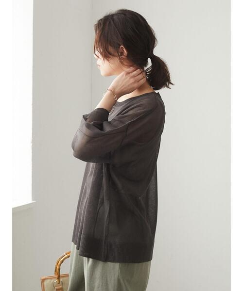 Green　Parks（グリーンパークス）の「シアーニット長袖プルオーバー＊（ニット/セーター・レディース・チャコールグレー/パープル/ブラウン/ライトカーキ・FREE）」の13枚目の写真