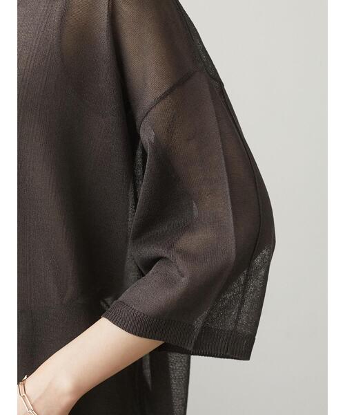 Green　Parks（グリーンパークス）の「シアーニット長袖プルオーバー＊（ニット/セーター・レディース・チャコールグレー/パープル/ブラウン/ライトカーキ・FREE）」の7枚目の写真