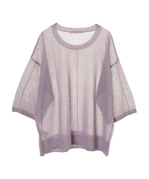 Green　Parks（グリーンパークス）の「シアーニット長袖プルオーバー＊（ニット/セーター・レディース・チャコールグレー/パープル/ブラウン/ライトカーキ・FREE）」の10枚目の写真