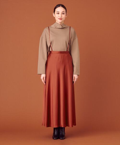 closet story（クローゼットストーリー）の「＜closet story（クローゼットストーリー）＞サテン ストラップ マキシスカート -ウォッシャブル-（スカート・レディース・ナチュラル/オレンジ系その他・FREE）」の3枚目の写真