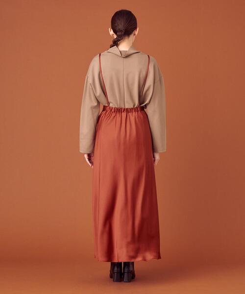 closet story（クローゼットストーリー）の「＜closet story（クローゼットストーリー）＞サテン ストラップ マキシスカート -ウォッシャブル-（スカート・レディース・ナチュラル/オレンジ系その他・FREE）」の5枚目の写真