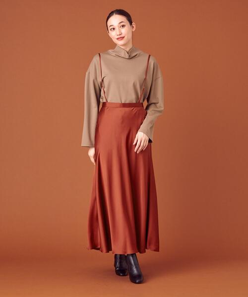 closet story（クローゼットストーリー）の「＜closet story（クローゼットストーリー）＞サテン ストラップ マキシスカート -ウォッシャブル-（スカート・レディース・ナチュラル/オレンジ系その他・FREE）」の7枚目の写真