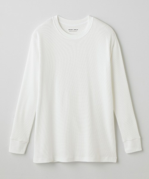 BODY WILD(ボディーワイルド)の「BODY WILD/ボディワイルド アウターTシャツ クルーネック ロングスリーブ ワッフル(Tシャツ/カットソー・メンズ・ブラック/ホワイト・LARGE/MEDIUM)」の6枚目の写真