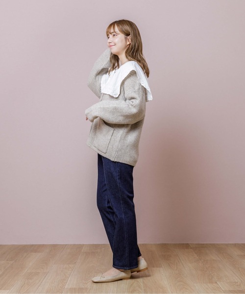 flower（フラワー）の「ポケットニットカーディガン（カーディガン/ボレロ・レディース・ベージュ/グレー・FREE）」の5枚目の写真