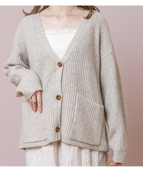 flower（フラワー）の「ポケットニットカーディガン（カーディガン/ボレロ・レディース・ベージュ/グレー・FREE）」の16枚目の写真