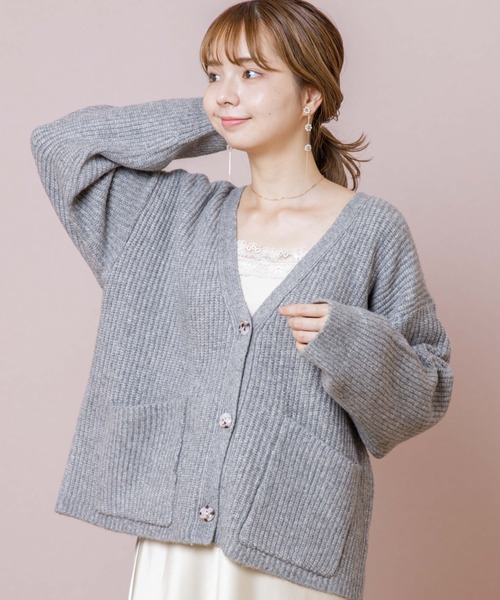 flower（フラワー）の「ポケットニットカーディガン（カーディガン/ボレロ・レディース・ベージュ/グレー・FREE）」の19枚目の写真