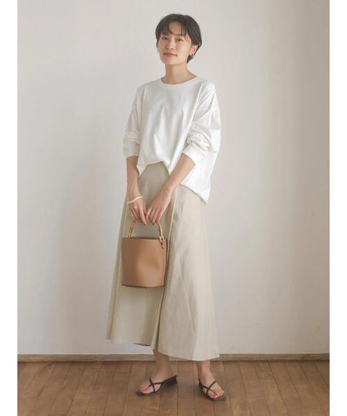 45Rリネンラップ風ツィードスカート 45Rリネンラップ風ツィードスカート ツイードプリント・ラップ風