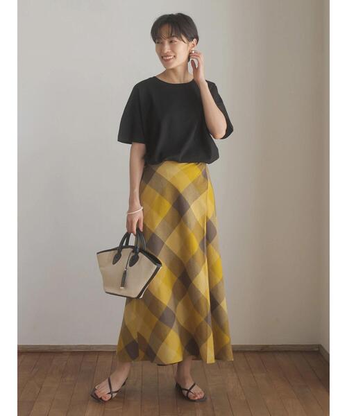 AMERICAN HOLIC（アメリカンホリック）の「リネンブレンドラップ風フレアスカート（スカート・レディース・ブルー系その他5/チェック/ブラック/ベージュ・L/M/S）」の18枚目の写真