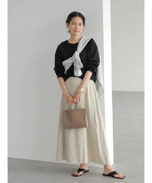 AMERICAN HOLIC（アメリカンホリック）の「リネンブレンドラップ風フレアスカート（スカート・レディース・ブルー系その他5/チェック/ブラック/ベージュ・L/M/S）」の13枚目の写真