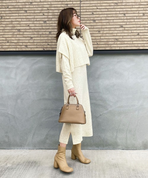 GeeRA(ジーラ)の「《インスタグラマーshieさんコラボ》ケープ&ニットワンピースセット(ワンピース・レディース・ベージュ/オフホワイト・MEDIUM/LARGE/X-LARGE)」の12枚目の写真