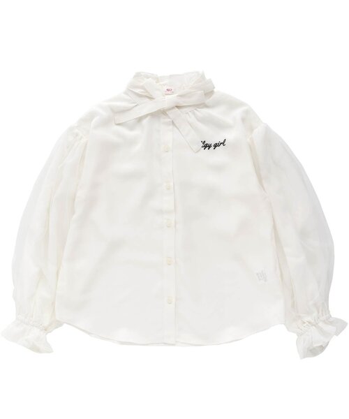 algy（アルジー）の「シアー使いブラウス（シャツ/ブラウス・キッズ・ベージュ/ブラック/オフホワイト・X-SMALL/XX-SMALL/MEDIUM/SMALL）」の2枚目の写真