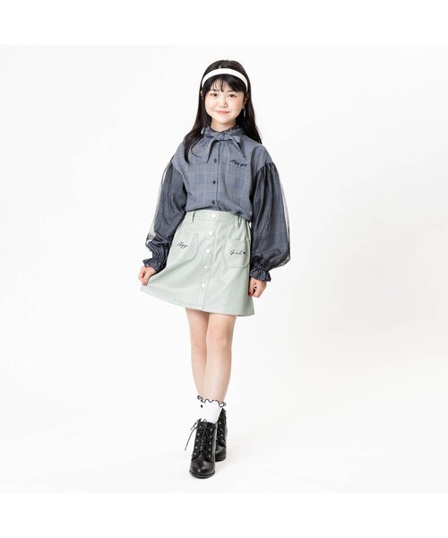 algy（アルジー）の「シアー使いブラウス（シャツ/ブラウス・キッズ・ベージュ/ブラック/オフホワイト・X-SMALL/XX-SMALL/MEDIUM/SMALL）」の4枚目の写真