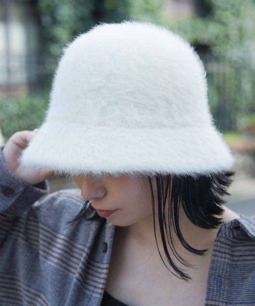 SPINNS（スピンズ）の「アンゴラバケットハット（ハット・レディース・ブラック/ホワイト・ONESIZE）」の5枚目の写真