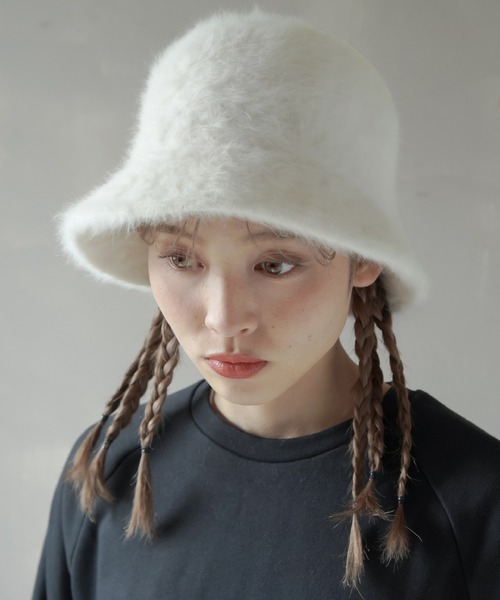 SPINNS（スピンズ）の「アンゴラバケットハット（ハット・レディース・ブラック/ホワイト・ONESIZE）」の7枚目の写真