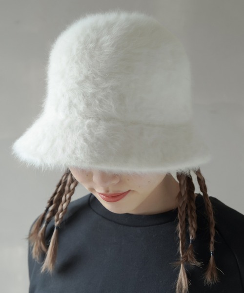 SPINNS（スピンズ）の「アンゴラバケットハット（ハット・レディース・ブラック/ホワイト・ONESIZE）」の6枚目の写真