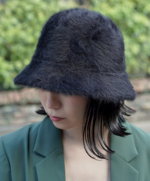 SPINNS（スピンズ）の「アンゴラバケットハット（ハット・レディース・ブラック/ホワイト・ONESIZE）」の4枚目の写真