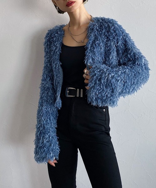 PAGEBOY（ページボーイ）の「【CORE】フェイクフェザーカーデ（カーディガン/ボレロ・レディース・ブラック/ブルー系その他4・FREE）」の11枚目の写真