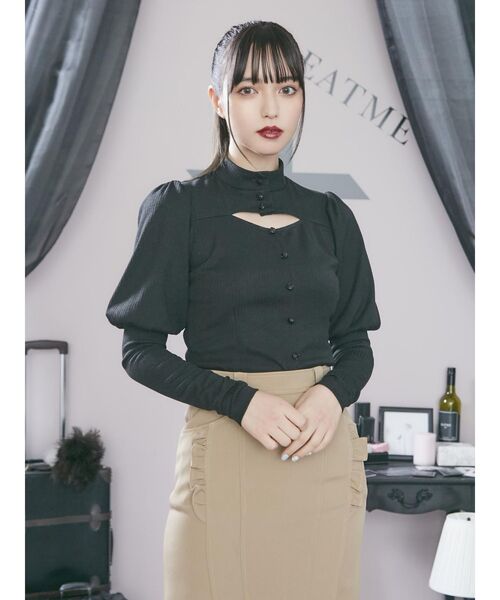 EATME（イートミー）の「ジュリエットスリーブリブTOP（Tシャツ/カットソー・レディース・ブラック/グレー/ライトブラウン・FREE）」の10枚目の写真