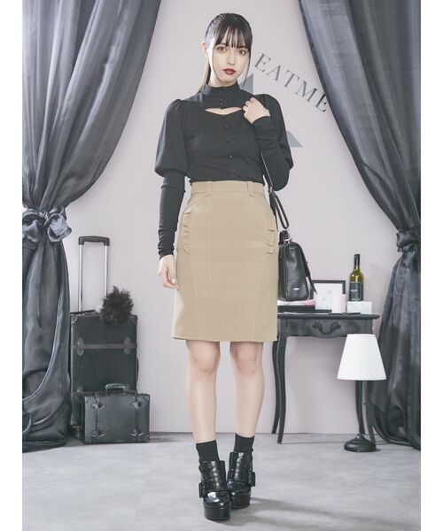 EATME（イートミー）の「ジュリエットスリーブリブTOP（Tシャツ/カットソー・レディース・ブラック/グレー/ライトブラウン・FREE）」の4枚目の写真