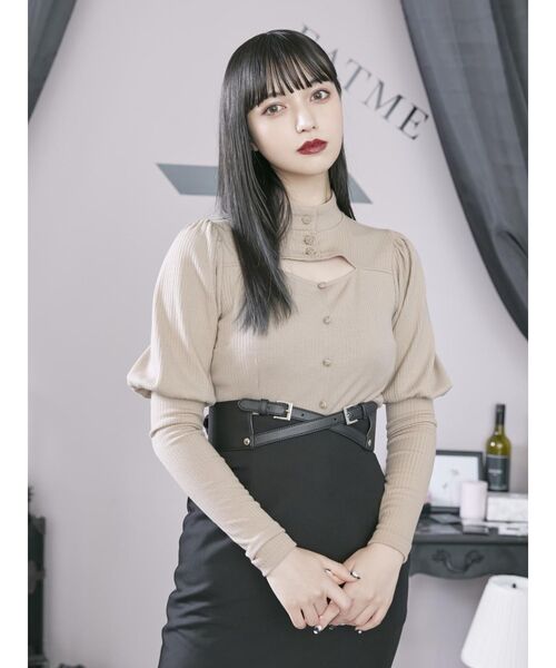 EATME（イートミー）の「ジュリエットスリーブリブTOP（Tシャツ/カットソー・レディース・ブラック/グレー/ライトブラウン・FREE）」の6枚目の写真