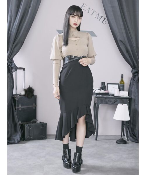 EATME（イートミー）の「ジュリエットスリーブリブTOP（Tシャツ/カットソー・レディース・ブラック/グレー/ライトブラウン・FREE）」の9枚目の写真