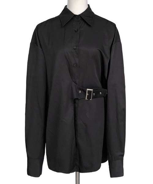 KOR（ケーオーアール）の「デザイン　ベルト付きシャツ（シャツ/ブラウス・レディース・ブラック/ブルー・S/M/L/XL）」の7枚目の写真