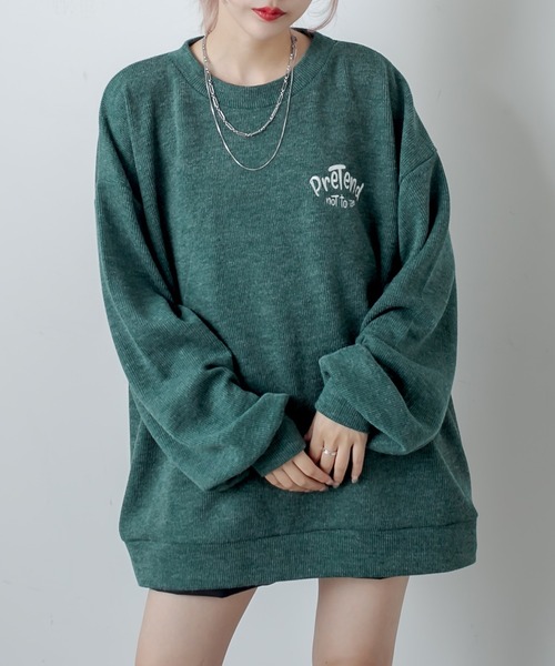 RASVOA（ラスボア）の「ワンポイント刺繍ニットソープルオーバー（ニット/セーター・レディース・ブラック/サックスブルー/グリーン・FREE）」の3枚目の写真