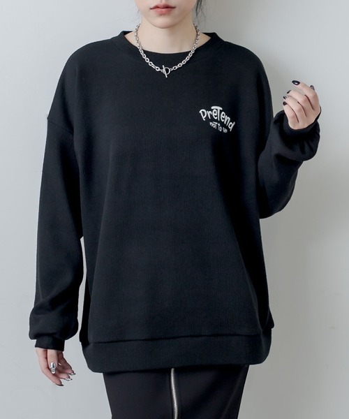 RASVOA（ラスボア）の「ワンポイント刺繍ニットソープルオーバー（ニット/セーター・レディース・ブラック/サックスブルー/グリーン・FREE）」の2枚目の写真