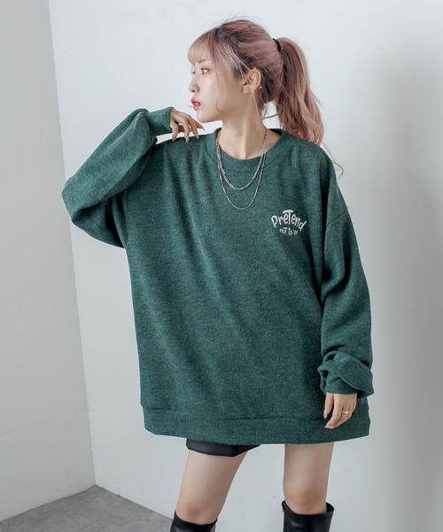 RASVOA（ラスボア）の「ワンポイント刺繍ニットソープルオーバー（ニット/セーター・レディース・ブラック/サックスブルー/グリーン・FREE）」の21枚目の写真