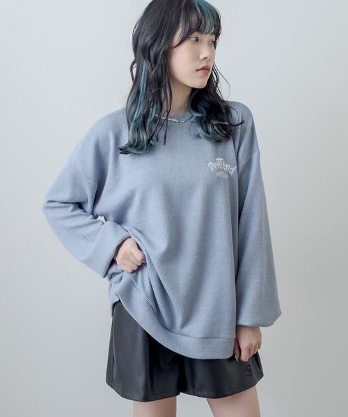 RASVOA（ラスボア）の「ワンポイント刺繍ニットソープルオーバー（ニット/セーター・レディース・ブラック/サックスブルー/グリーン・FREE）」の12枚目の写真