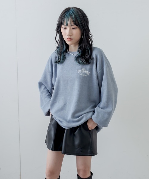 RASVOA（ラスボア）の「ワンポイント刺繍ニットソープルオーバー（ニット/セーター・レディース・ブラック/サックスブルー/グリーン・FREE）」の13枚目の写真