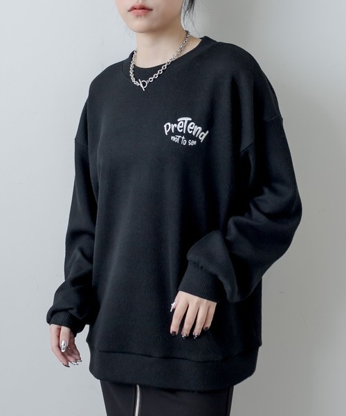 RASVOA（ラスボア）の「ワンポイント刺繍ニットソープルオーバー（ニット/セーター・レディース・ブラック/サックスブルー/グリーン・FREE）」の4枚目の写真